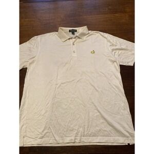 Amen Corner Polo Shirt‎ Mens XL Cream Masters Logo Performance Golf Preppy